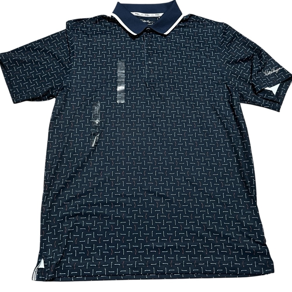 Walter Hagen men's performance p11 golf polo shirt navy design size small